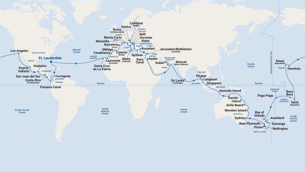 coral princess world cruise 2023 itinerary